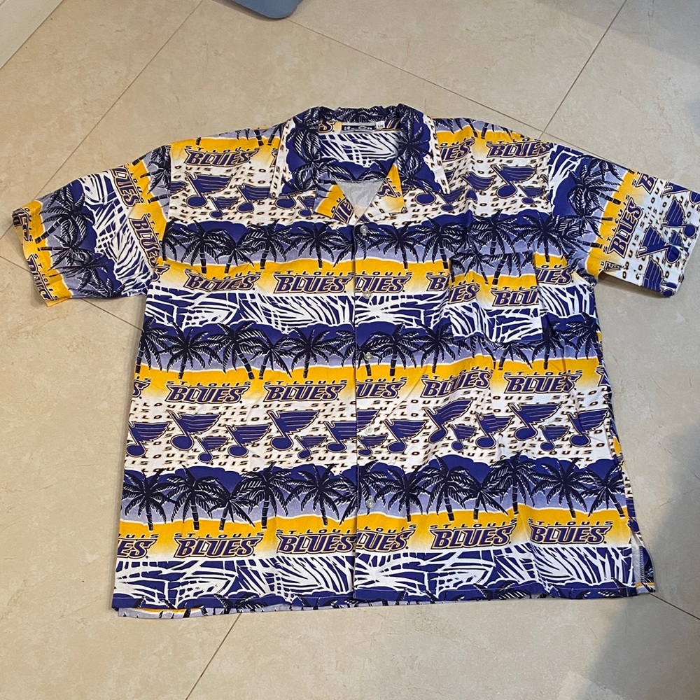 Vintage 90’s St. Louis Blues Itz-On Shirt Hawaiian Cotton Canada Made